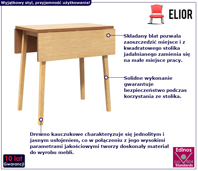 Składany stolik do jadalni Foldino