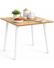Stół jadalniany naturalne drewno i białe nogi - Himunir w sklepie Edinos.pl