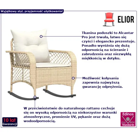 Movano beżowe krzesło z białymi poduszkami