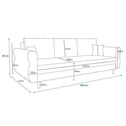 Szczegółowe zdjęcie nr 8 produktu Czarna sofa wypoczynkowa rozkładana - Dulam