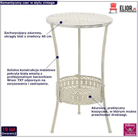 Zdjęcie biały romantyczny stolik vintage Marin | Edinos.pl