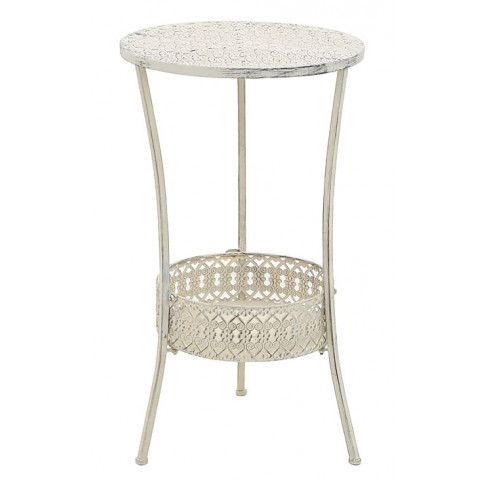 Zdjęcie produktu Romantyczny okrągły stolik vintage Marin - biały.