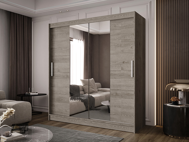 Wizualizacja aranżacji z szafą Kaliope 4X w kolorze trufli