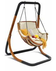 Beżowa nowoczesna huśtawka na balkon - Oreso 2X w sklepie Edinos.pl