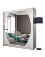 Biala szafa ubraniowa z okrągłym lustrem - Kaliope 6X w sklepie Edinos.pl