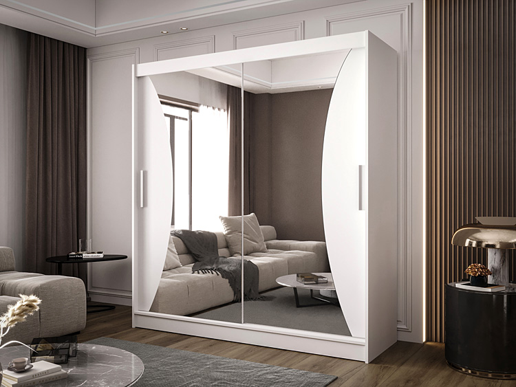 Wizualizacja aranżacji z białą szafą Kaliope 7X