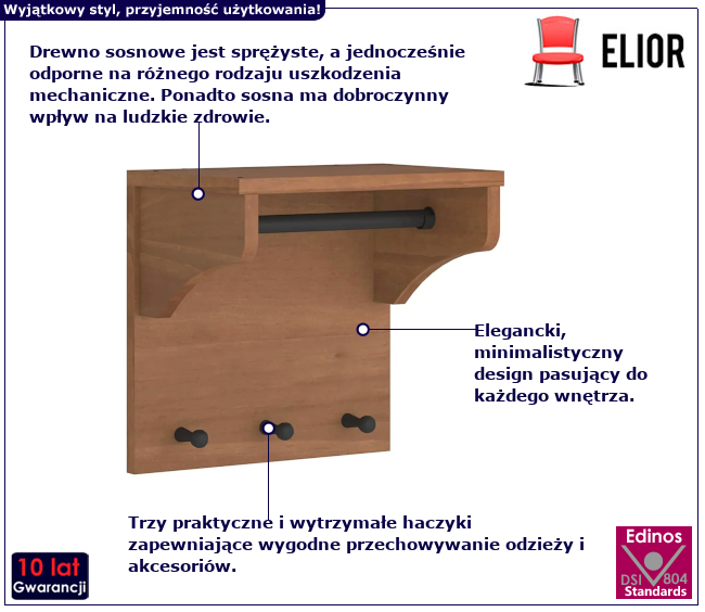 Wieszak ścienny do przedpokoju Gigis
