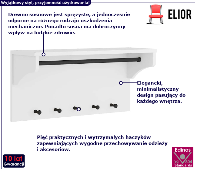 Wieszak ścienny do przedpokoju Gigis