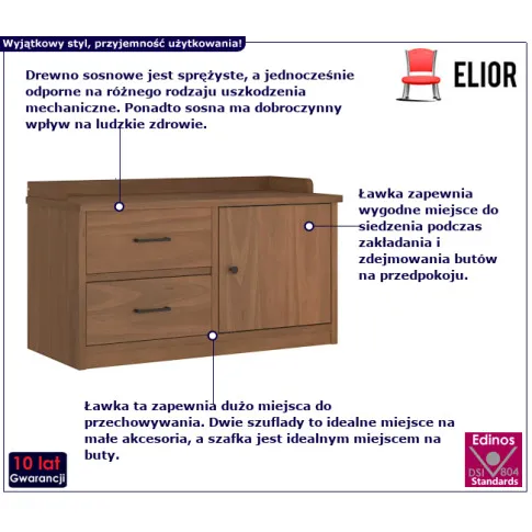 Modetto ławka o wyglądzie drewna orzechowego