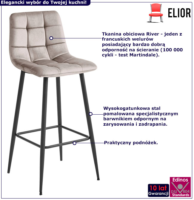 Beżowy hoker tapicerowany do kuchni Selon