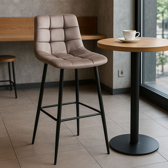 Beżowy pikowany hoker kuchenny Selon