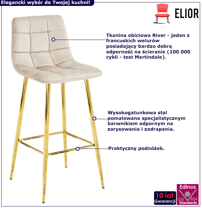 Beżowy pikowany hoker w stylu glamour Chefer 3X