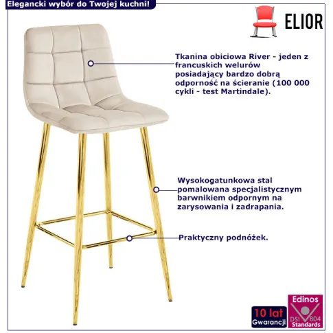 Beżowy tapicerowany hoker glamour Chefer 3X