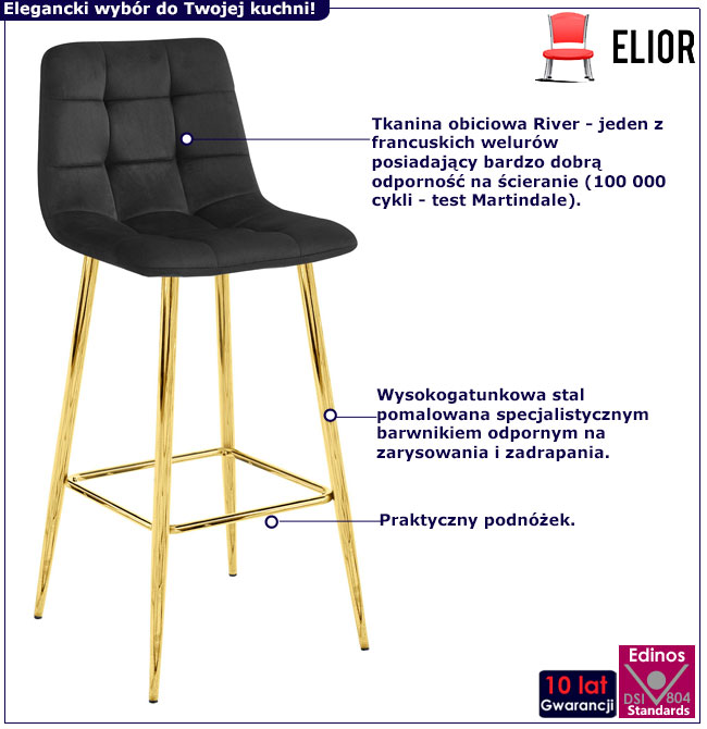 Czarny pikowany hoker w stylu glamour Selon 3X