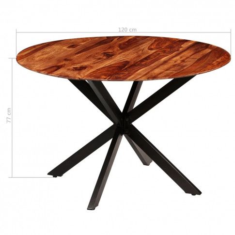 Szczegółowe zdjęcie nr 5 produktu Stół okrągły w stylu loft do kuchni Rival – brązowy 