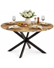 Stół okrągły w stylu loft do kuchni Amurro – jasnobrązowy w sklepie Edinos.pl