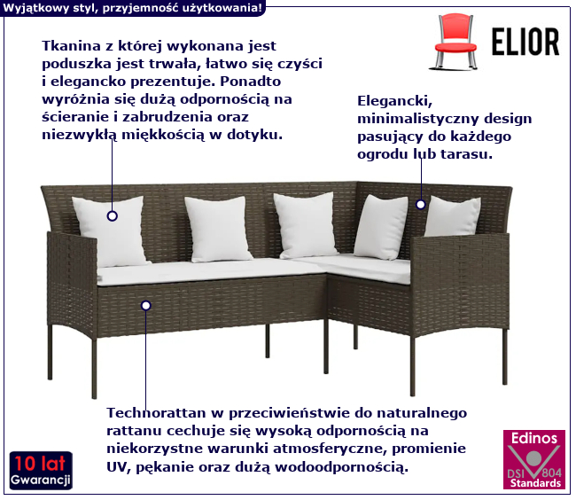 Narożna sofa ogrodowa Lumbra
