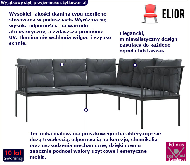 Narożna sofa ogrodowa Lirena