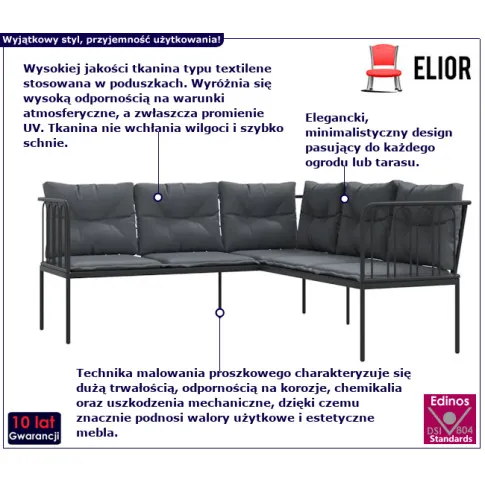 Brenno czarna sofa ogrodowa
