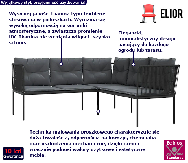 Narożna sofa ogrodowa Lirena
