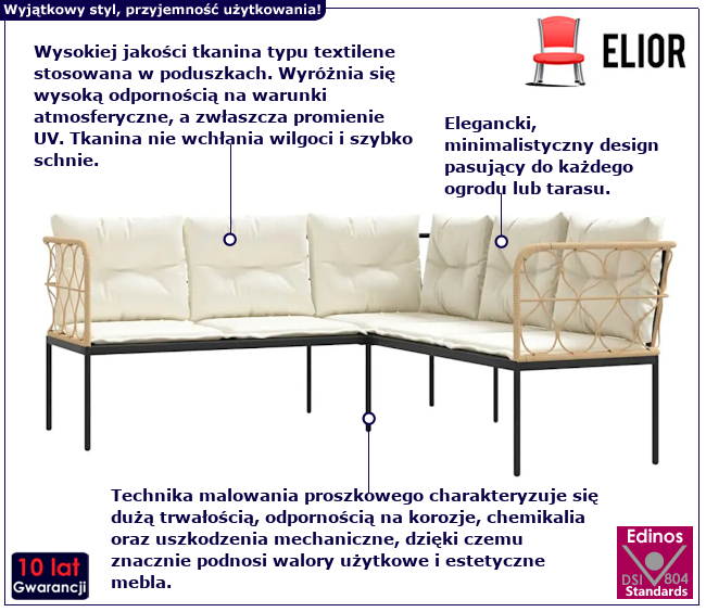 Narożna sofa ogrodowa Niwa