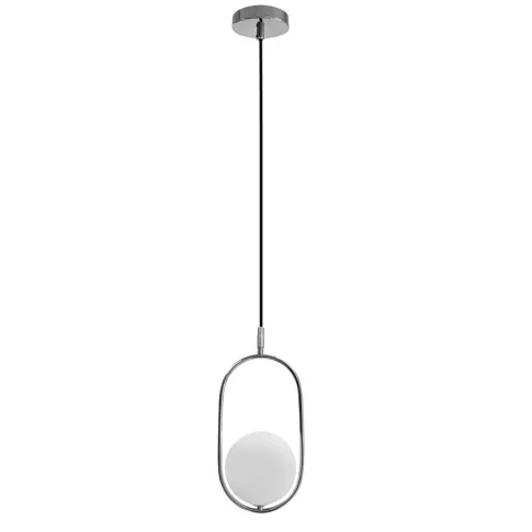 srebrna wiszaca lampa z kloszem M083