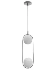 Srebrna industrialna lampa wisząca z dwoma kloszami - M081-Indgam w sklepie Edinos.pl