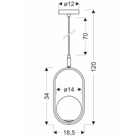 wymiary lampy z czarnym kloszem M083