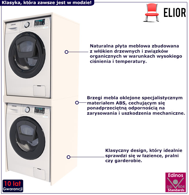 Biała szafka na pralko suszarkę