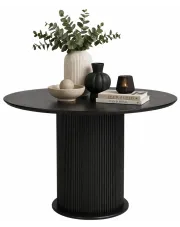 Czarny okrągły stół z lamelami - Lesa w sklepie Edinos.pl