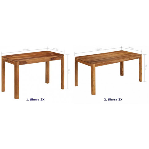 Dwa różne długości stołów drewnianych Sierra 3X