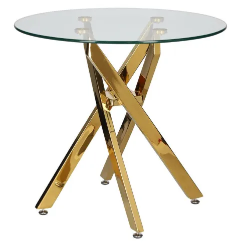 Stolik Lefrus z okrągłym szklanym blatem