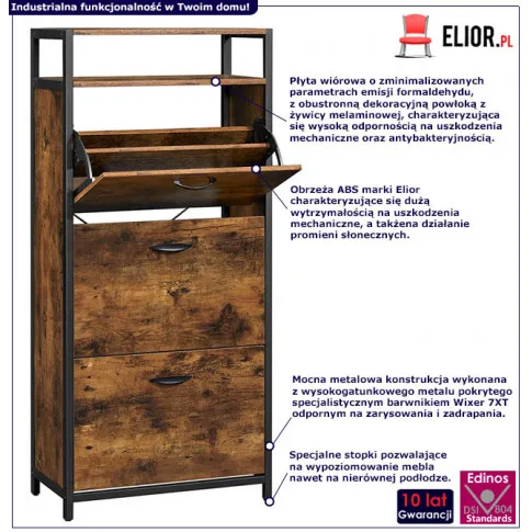 Fotografia Industrialna szafka na buty do przedpokoju - Helior 24X z kategorii Szafki