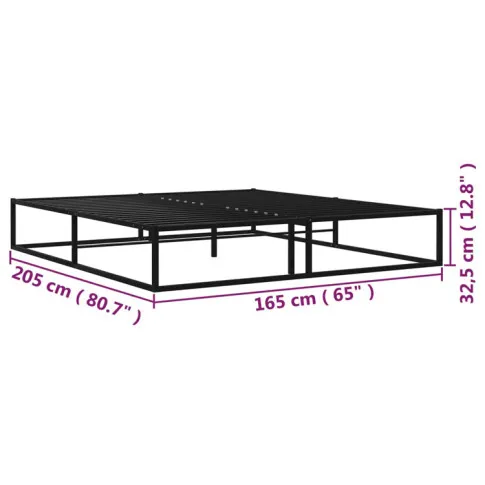 Szczegółowe zdjęcie nr 5 produktu Czarne metalowe łóżko niskie stylu loft 160x200 cm - Hepa