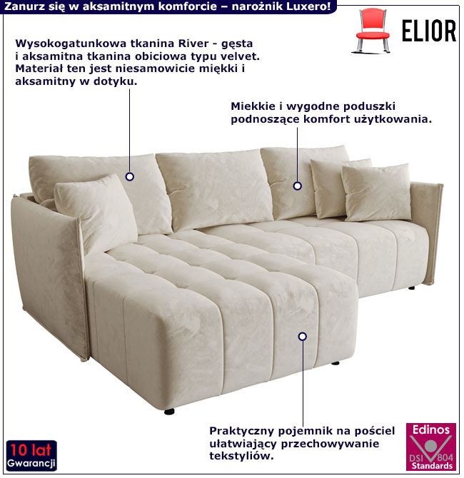 Kremowa rozkładana sofa Moreli