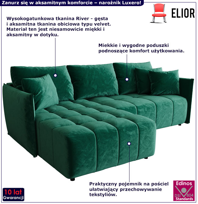 Rozkładana sofa Luxero zielony