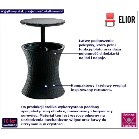 Norvo czarny stolik barowy