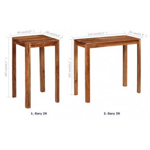 Dwa różne rozmiary stolika barowego Gary 3X