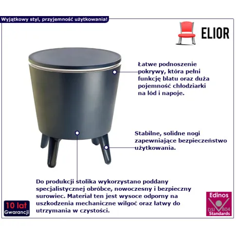 Vinero antracytowy stolik barowy