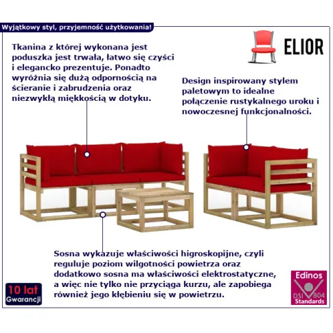 Vinatis jasnoczerwony zestaw mebli