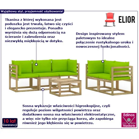 Vinatis jasnozielony zestaw mebli ogrodowych