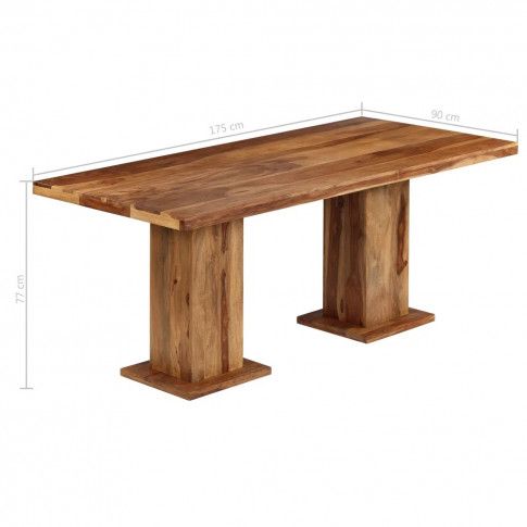 Dokładne wymiary stołu Kemon z drewna sheesham