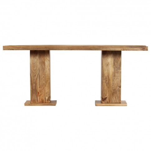 Brązowy stół Kemon z drewna w pozycji przedniej