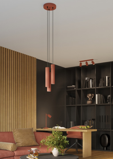 czerwona lampa sufitowa-Buenis D299