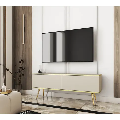 Zdjęcie stojąca szafka pod TV beż piaskowy + złoty Olix 7X | Edinos.pl