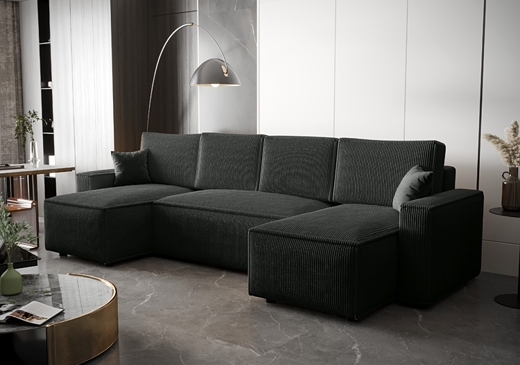 Sztruksowy grafitowy narożnik rozkładany Ravenix