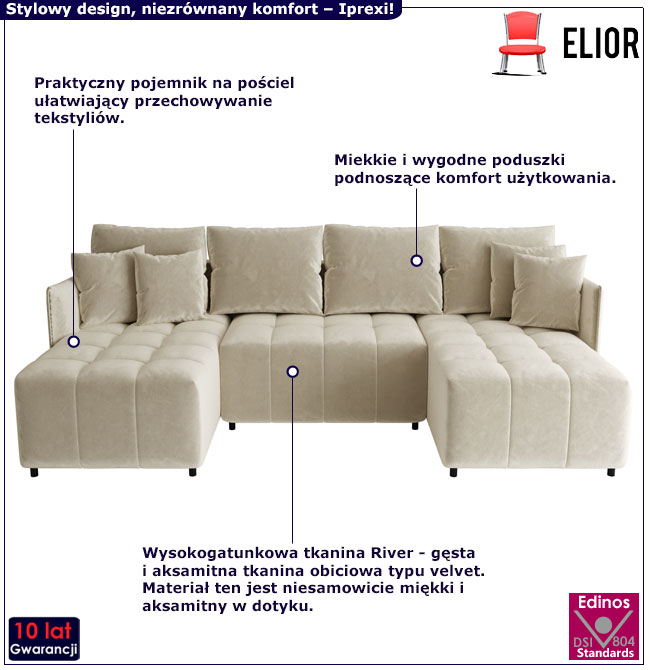 Rozkładana sofa Imprexi kremowy