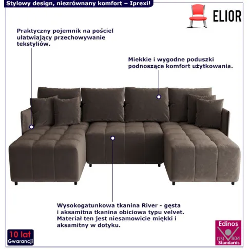 Narożnik welurowy Imprexi kolor brązowy