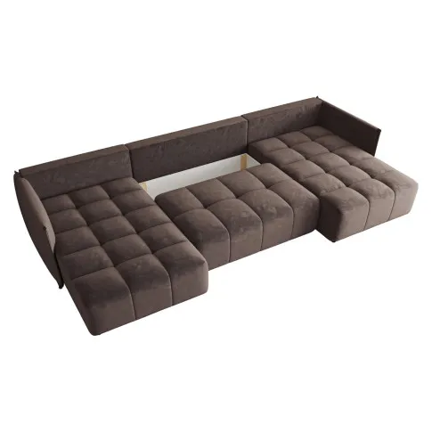 Rozkładany brązowy narożnik z weluru Imprexi