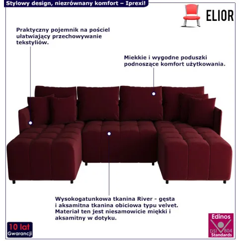 Narożnik welurowy Imprexi czerwony